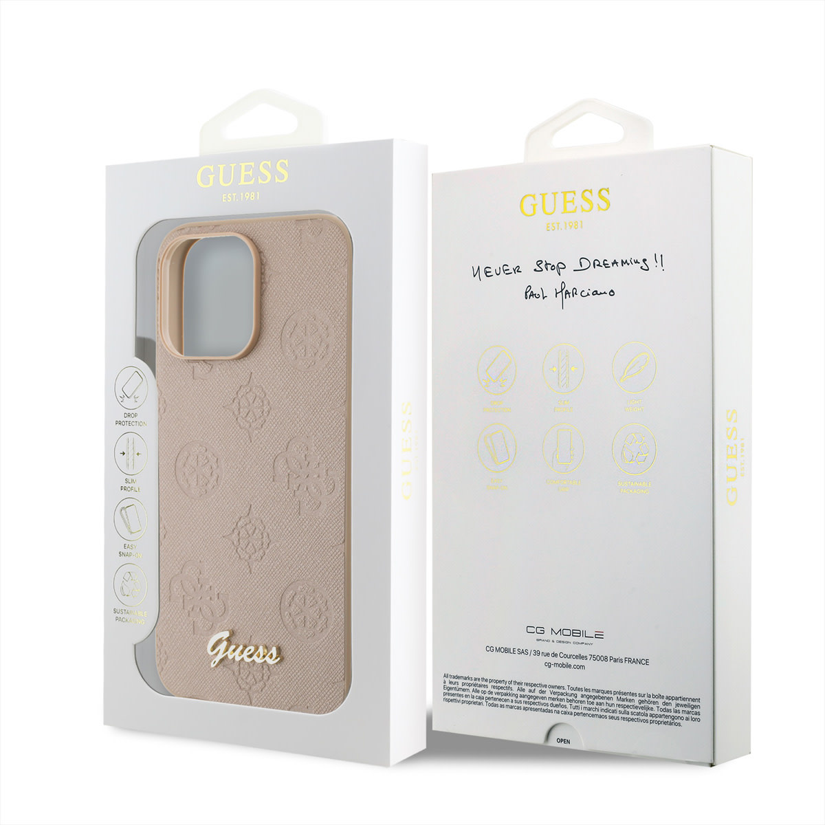 GUESS iPhone 15 Pro hoesje - HC O PU Saffiano Peony - Roze - detail 7