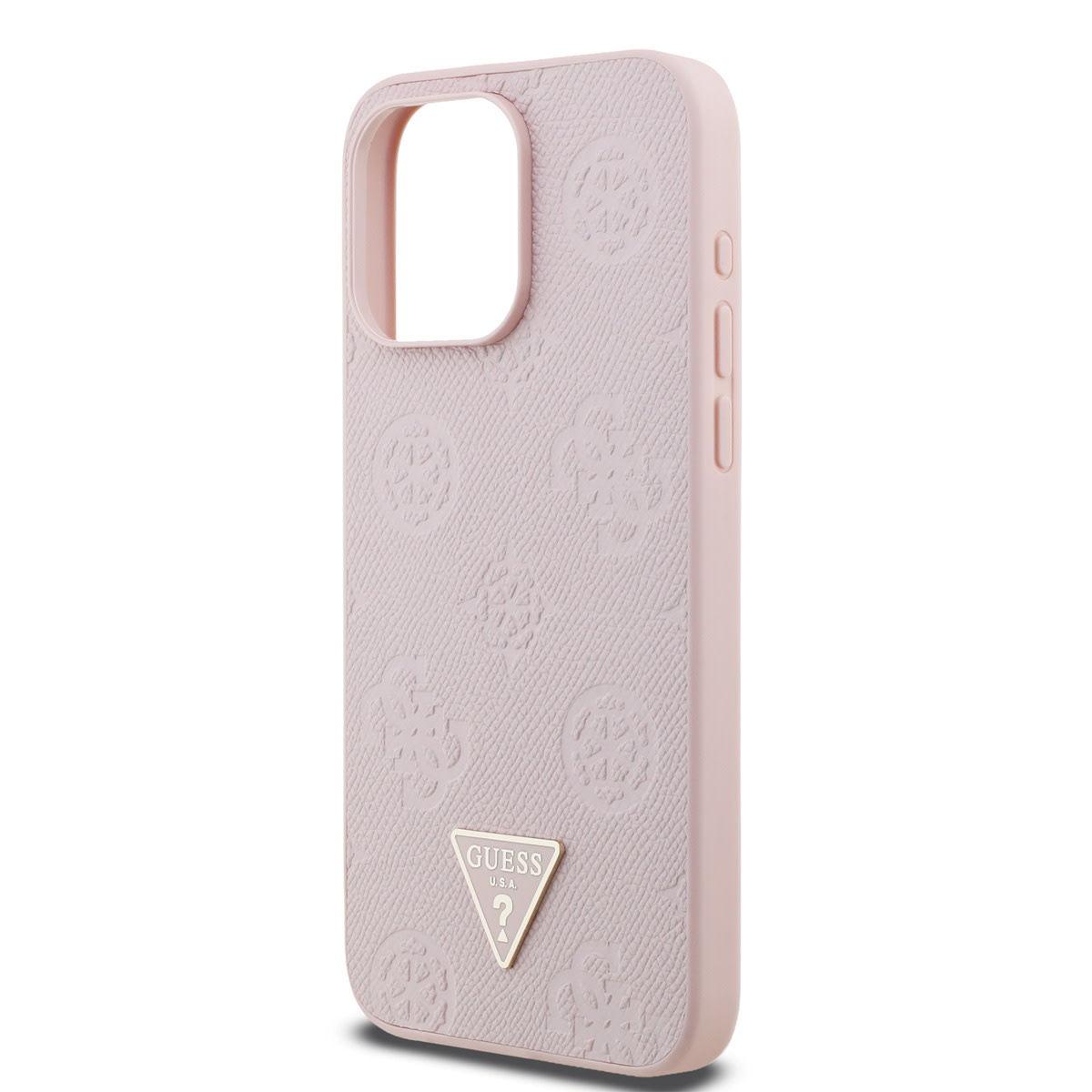 GUESS iPhone 15 Pro Max hoesje - HC O Grained PU HS Peony And Triangle Logo - Roze - detail 5