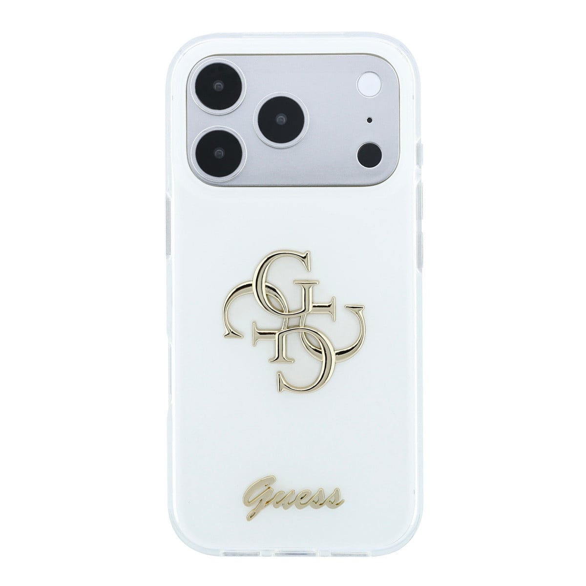 GUESS iPhone 18 Pro Case - IML - 4G - hard shell - script metal logo - Wit - detail 2