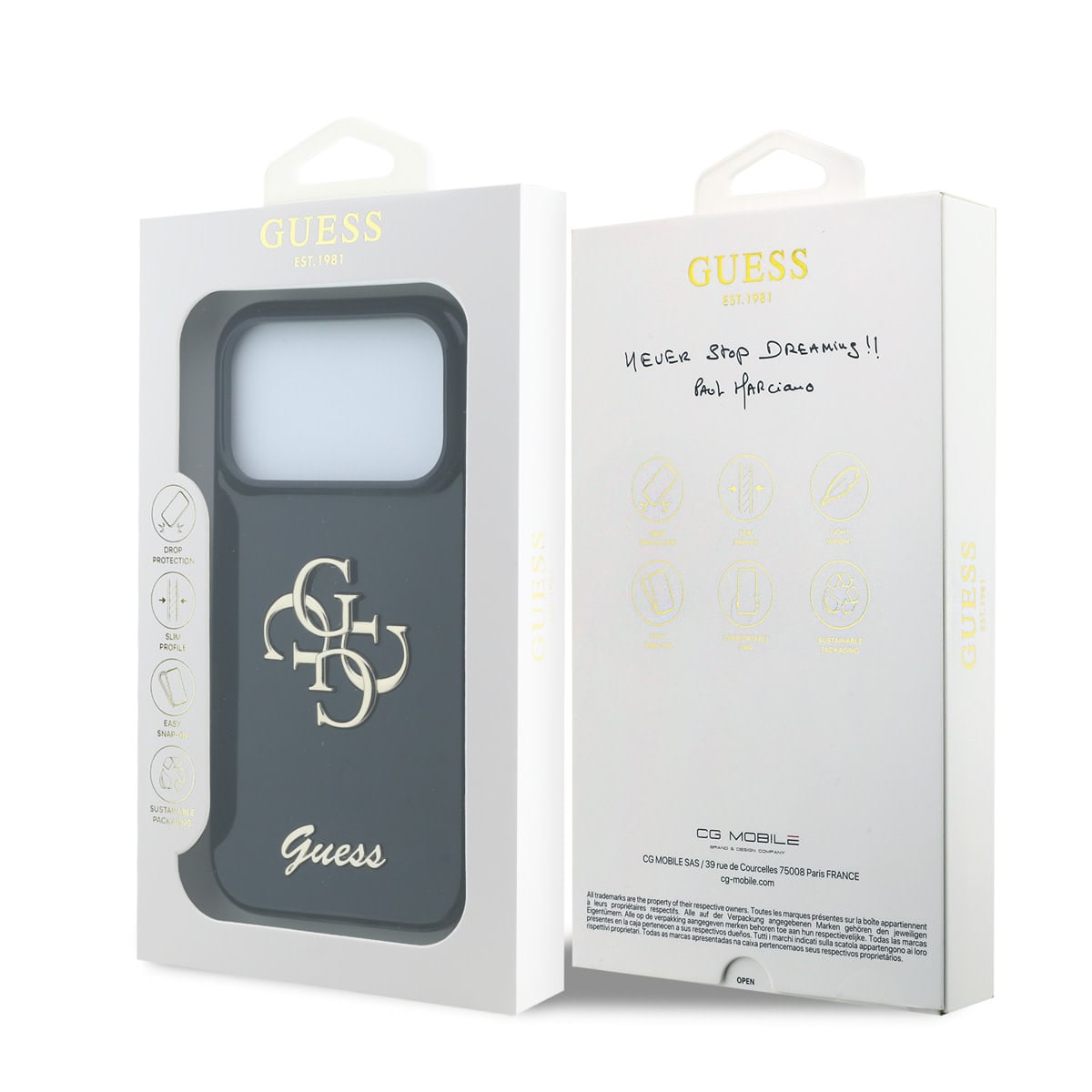GUESS iPhone 18 Pro Case - IML - 4G - hard shell - script metal logo - Zwart - detail 7