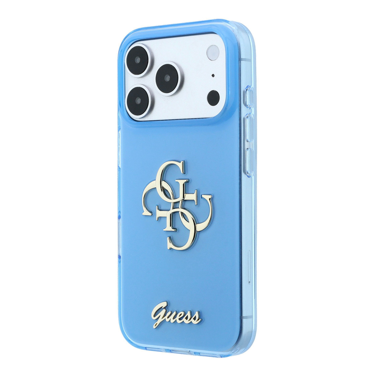 GUESS iPhone 18 Pro Case - IML - 4G - hard shell - script metal logo - Lichtblauw - detail 1