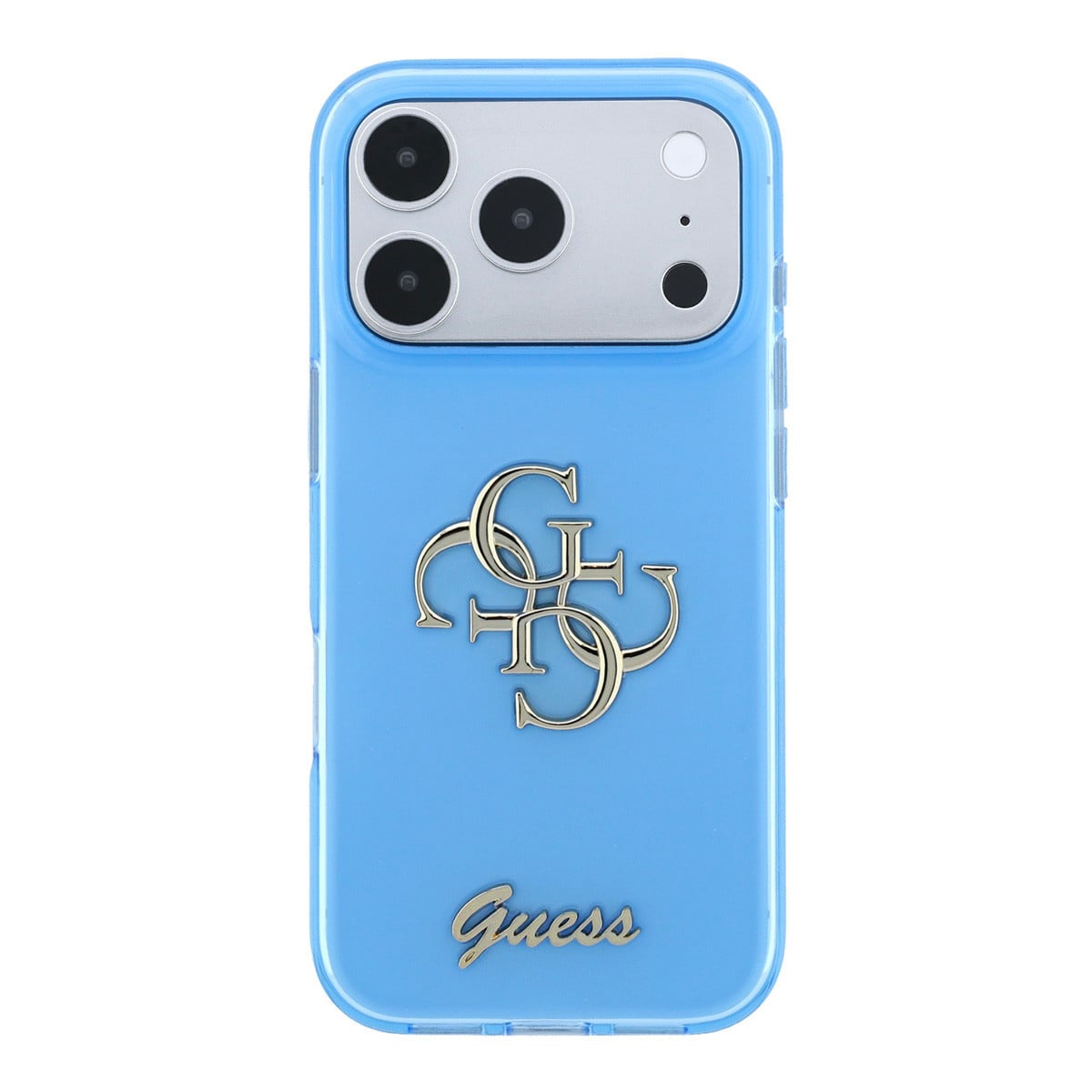 GUESS iPhone 18 Pro Case - IML - 4G - hard shell - script metal logo - Lichtblauw - detail 2