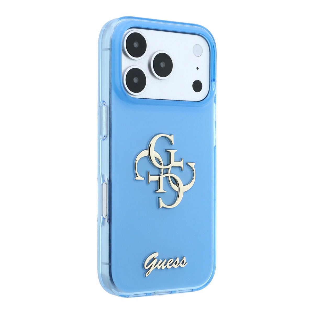 GUESS iPhone 18 Pro Case - IML - 4G - hard shell - script metal logo - Lichtblauw - detail 3