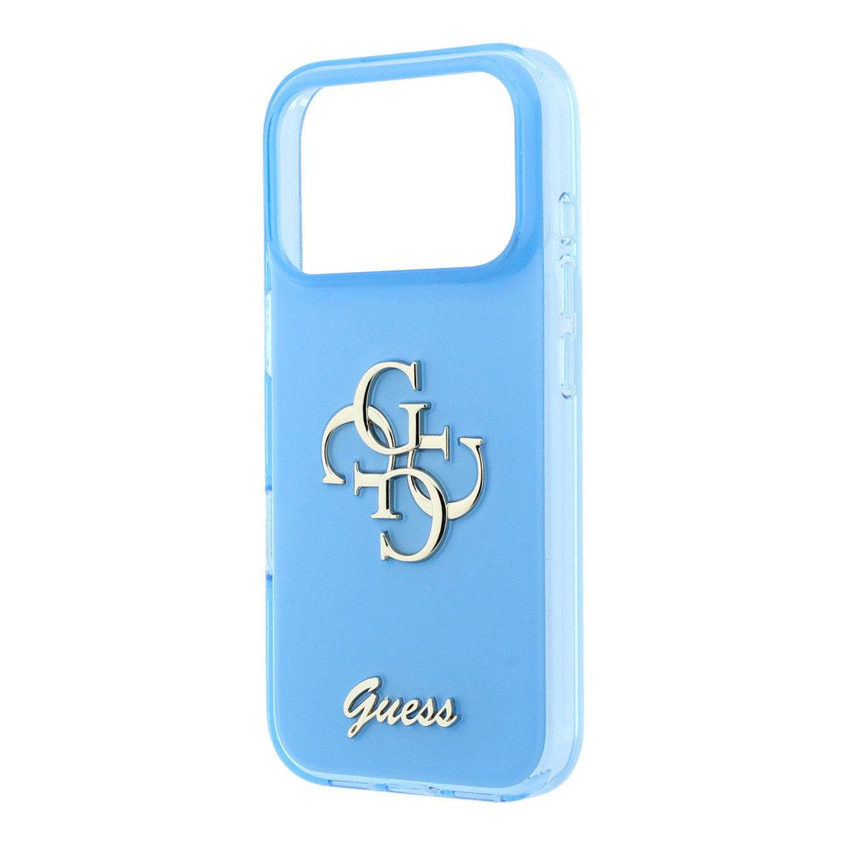 GUESS iPhone 18 Pro Case - IML - 4G - hard shell - script metal logo - Lichtblauw - detail 5