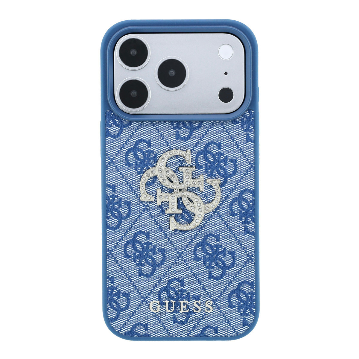 GUESS iPhone 18 Pro / iPhone 17 Pro hoesje 4G - PU - hard shell - large rhinestone logo Blauw - detail 7