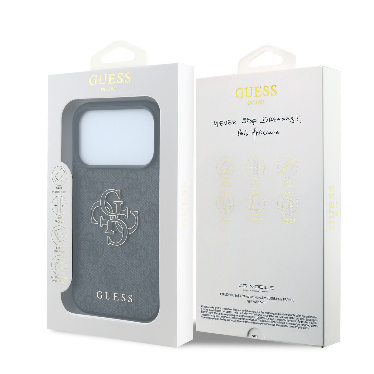 GUESS iPhone 18 Pro / iPhone 17 Pro hoesje 4G - PU - hard shell - large resin logo Zwart - detail 5