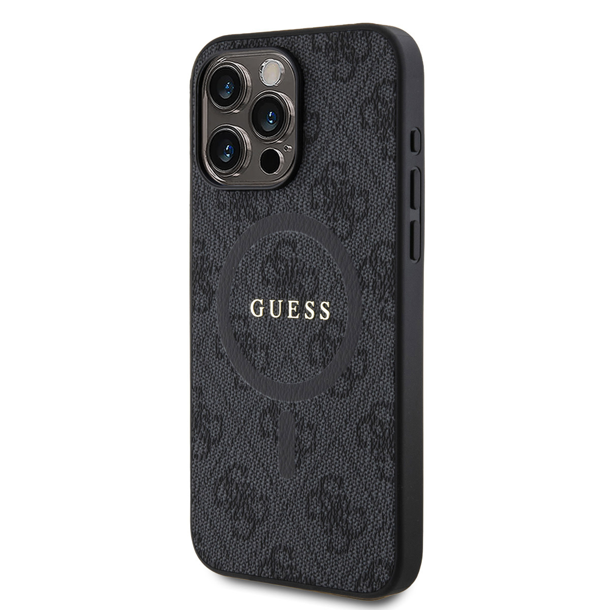GUESS iPhone 15 Pro Max hoesje - HC O Magsafe PU 4G Ring Classic Logo - Zwart - detail 1