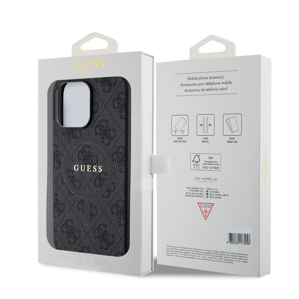 GUESS iPhone 15 Pro Max hoesje - HC O Magsafe PU 4G Ring Classic Logo - Zwart - detail 7