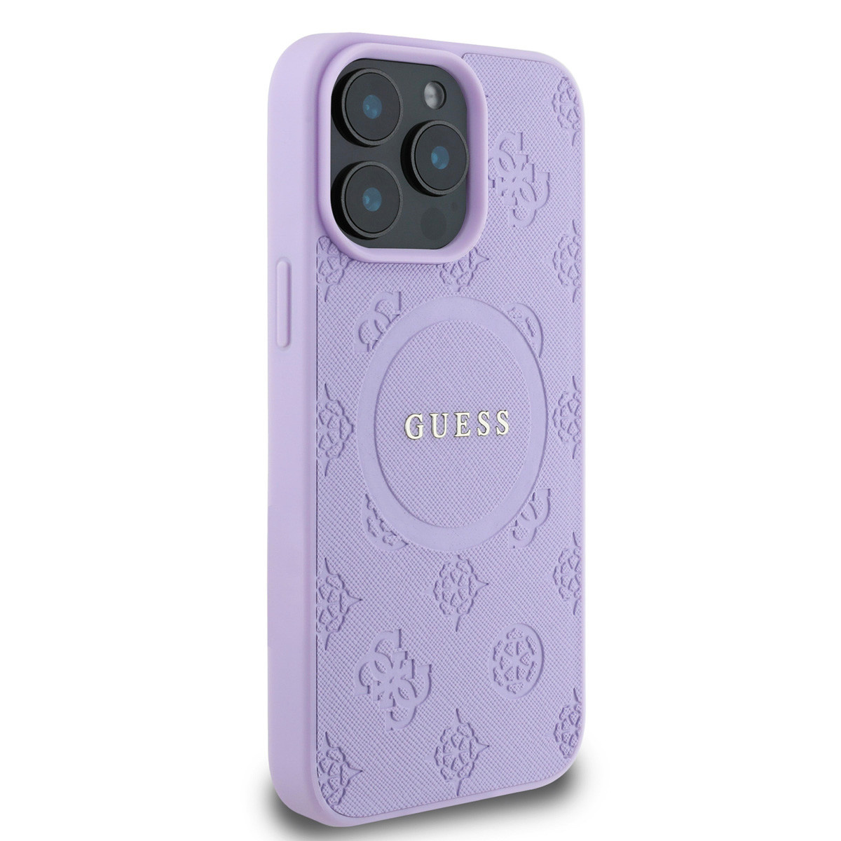 GUESS iPhone 15 Pro Max hoesje - HC O Magsafe PU Peony Hot Stamp - Paars - detail 3