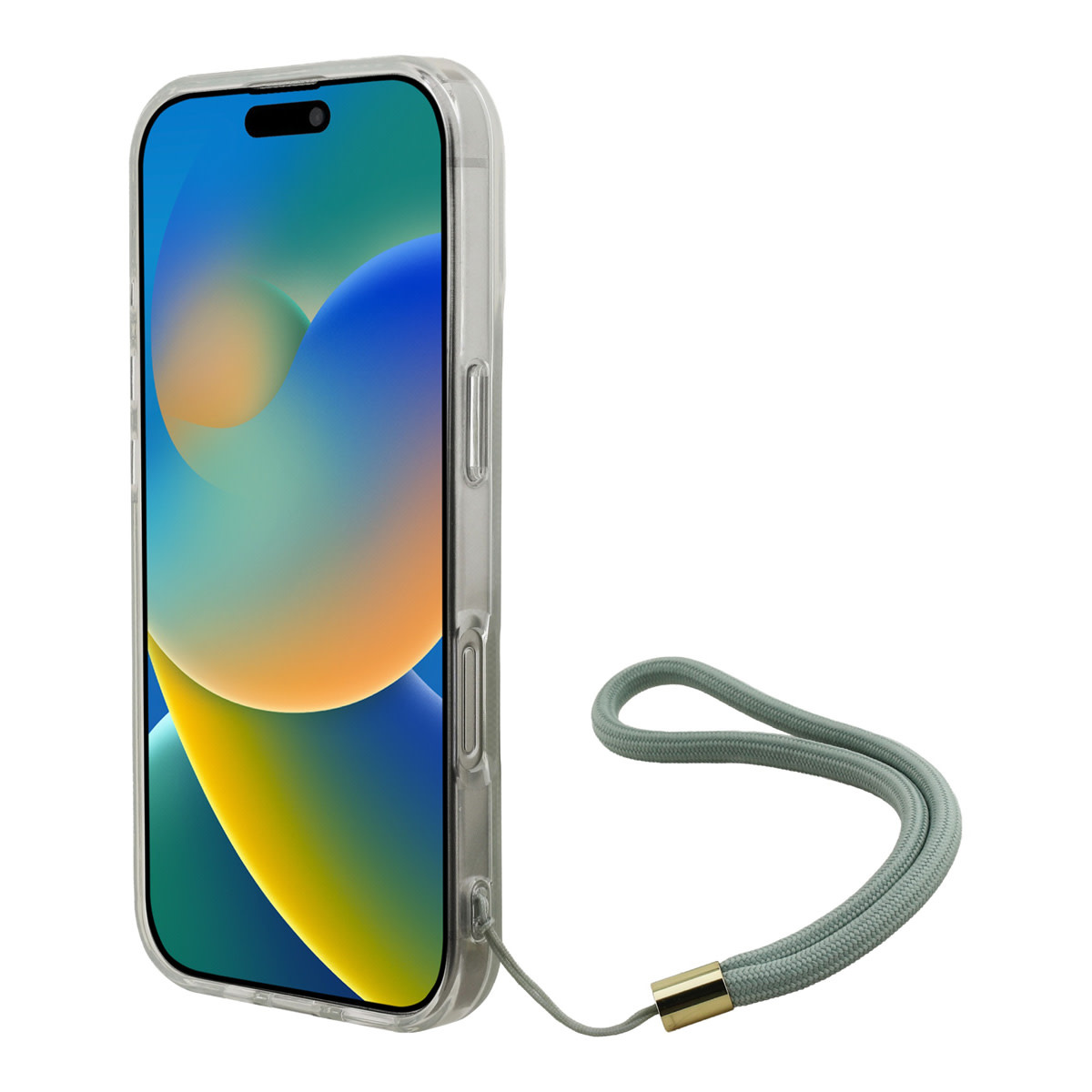 GUESS iPhone 16 Pro hoesje - HC O Magsafe IML 4G Triangle W/ Cord Strap - Groen - detail 3