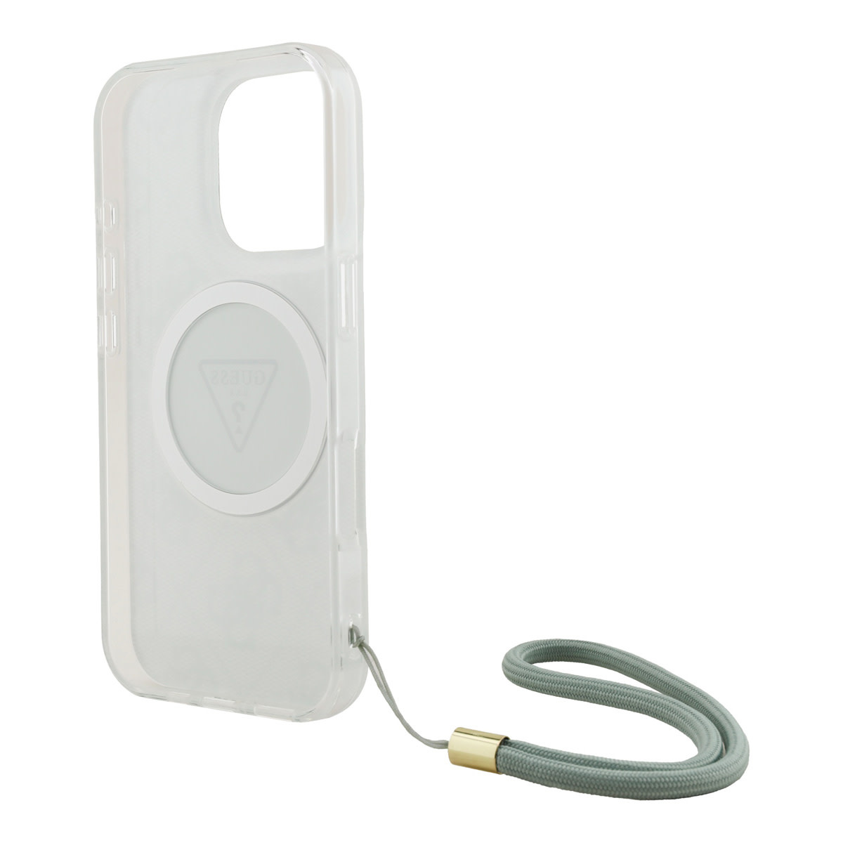 GUESS iPhone 16 Pro hoesje - HC O Magsafe IML 4G Triangle W/ Cord Strap - Groen - detail 4