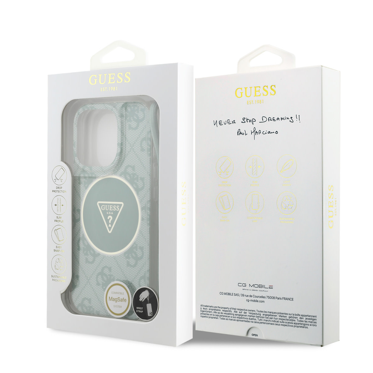 GUESS iPhone 16 Pro hoesje - HC O Magsafe IML 4G Triangle W/ Cord Strap - Groen - detail 6