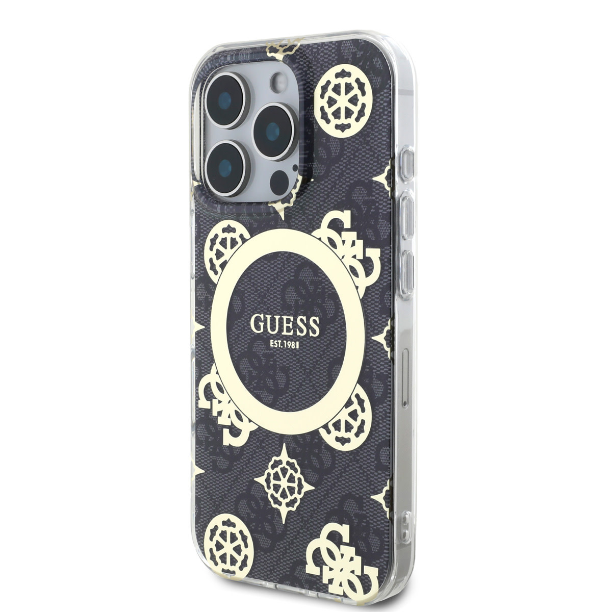 GUESS iPhone 16 Pro Max hoesje - Magsafe IML - 4G Peony - Zwart - detail 1