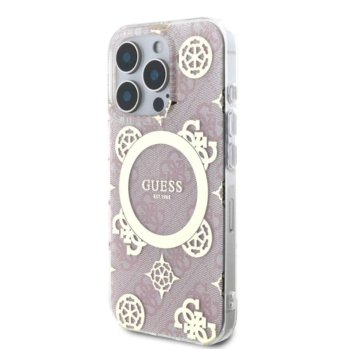 GUESS iPhone 16 Pro Max hoesje - Magsafe IML - 4G Peony - Roze - detail 1