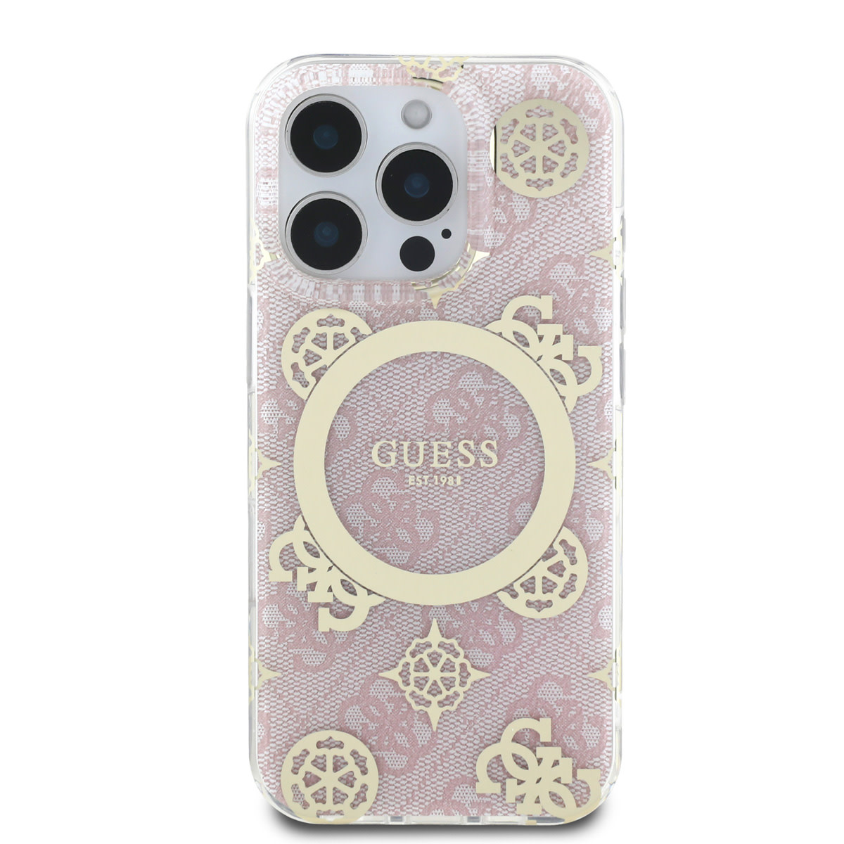 GUESS iPhone 16 Pro Max hoesje - Magsafe IML - 4G Peony - Roze - detail 2