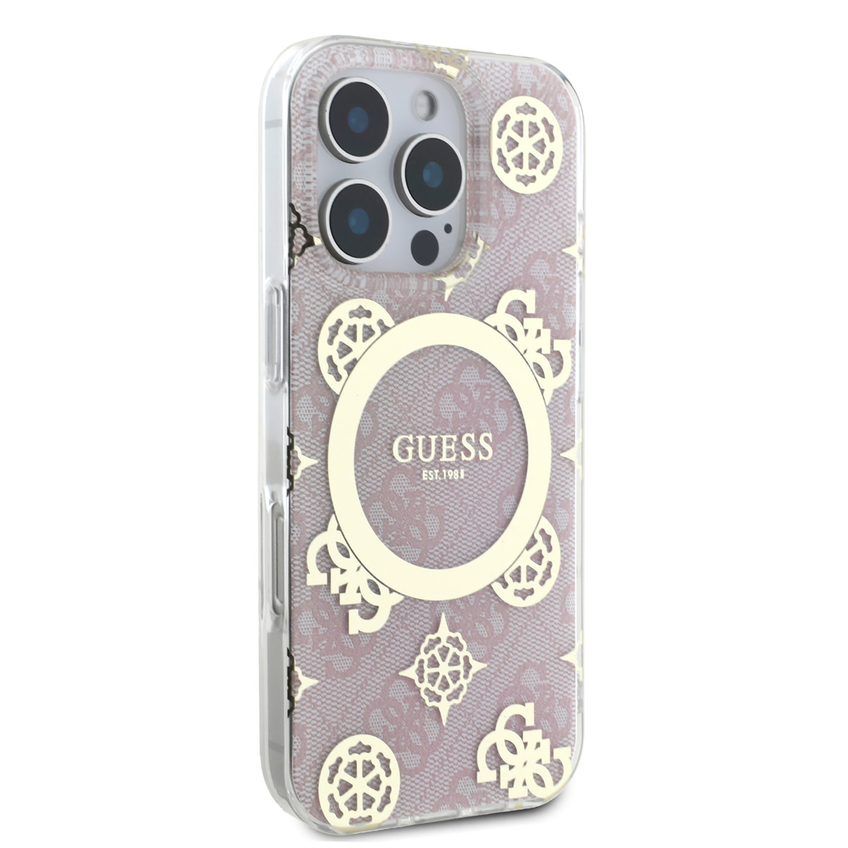 GUESS iPhone 16 Pro Max hoesje - Magsafe IML - 4G Peony - Roze - detail 3