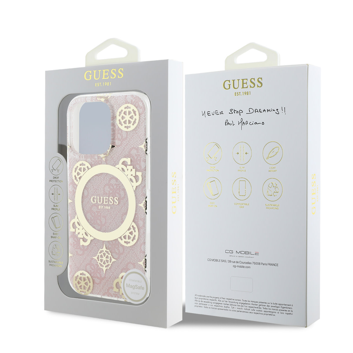 GUESS iPhone 16 Pro Max hoesje - Magsafe IML - 4G Peony - Roze - detail 7