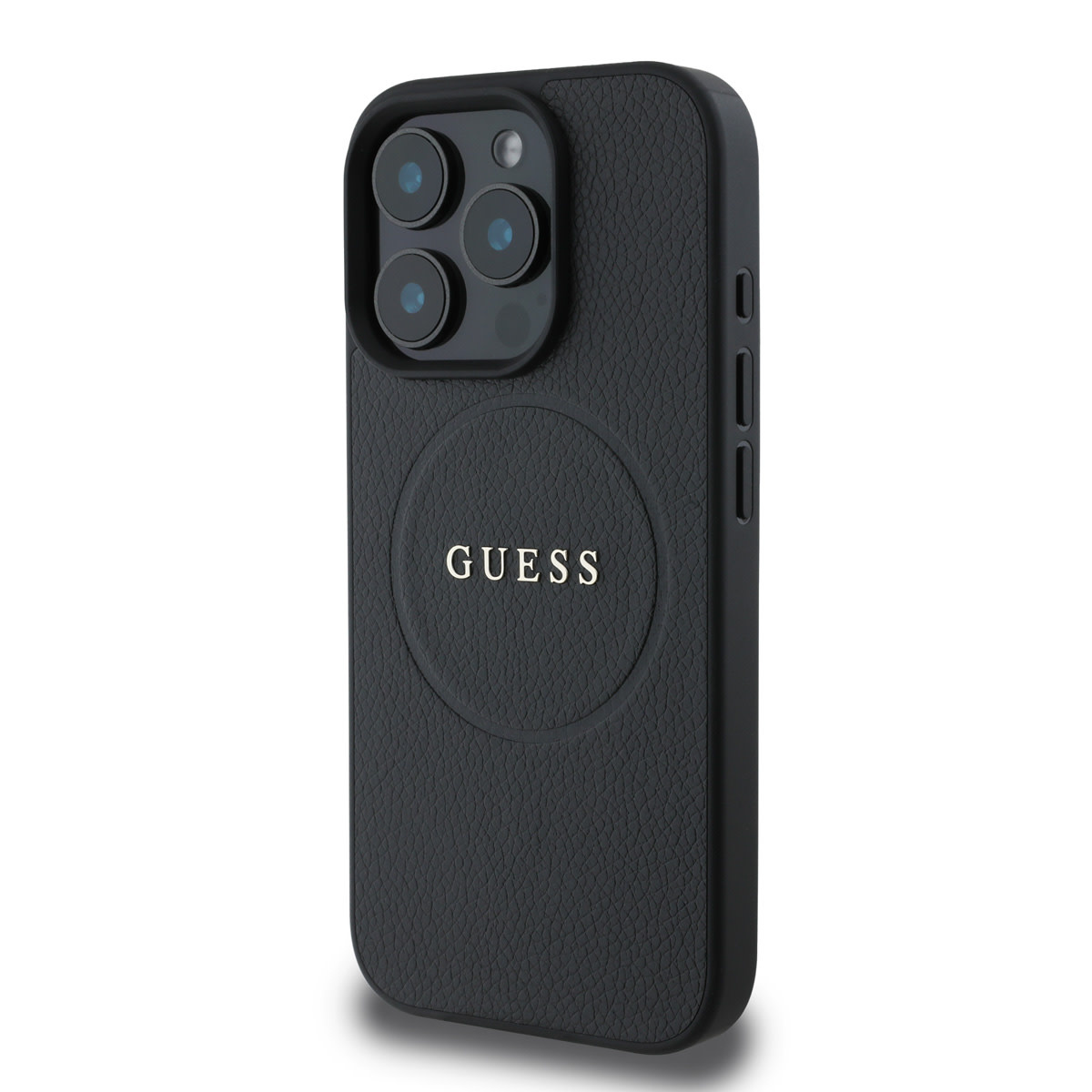 GUESS iPhone 16 Pro Max hoesje - HC O Magsafe PU Grained Ring - Zwart - detail 1