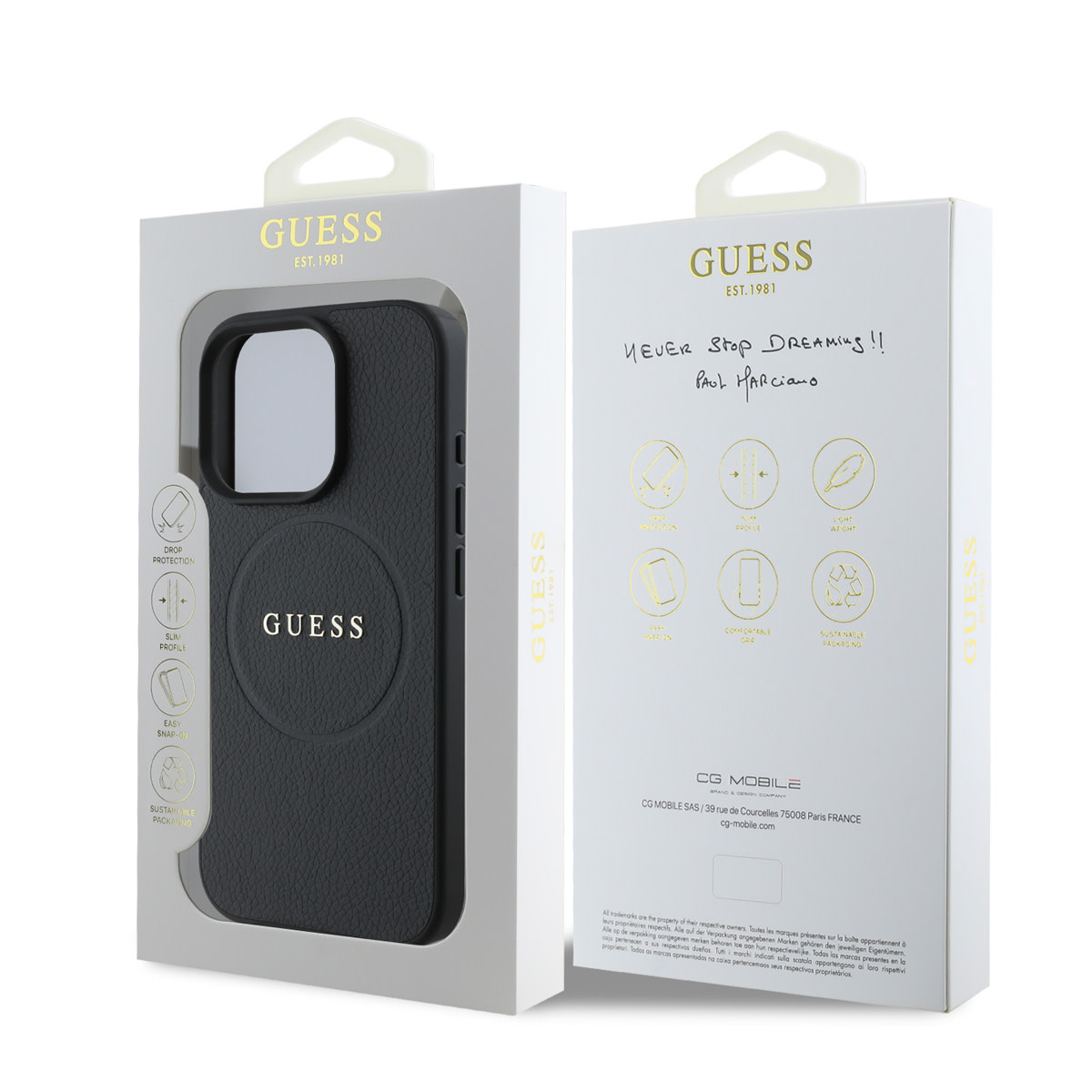 GUESS iPhone 16 Pro Max hoesje - HC O Magsafe PU Grained Ring - Zwart - detail 7