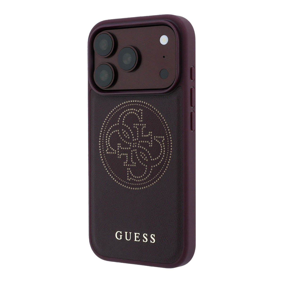 GUESS iPhone 18 Pro / iPhone 17 Pro hoesje MagSafe - PU - perforated - 4G - hard shell - gold-coloured logo Bordeauxrood - detail 7