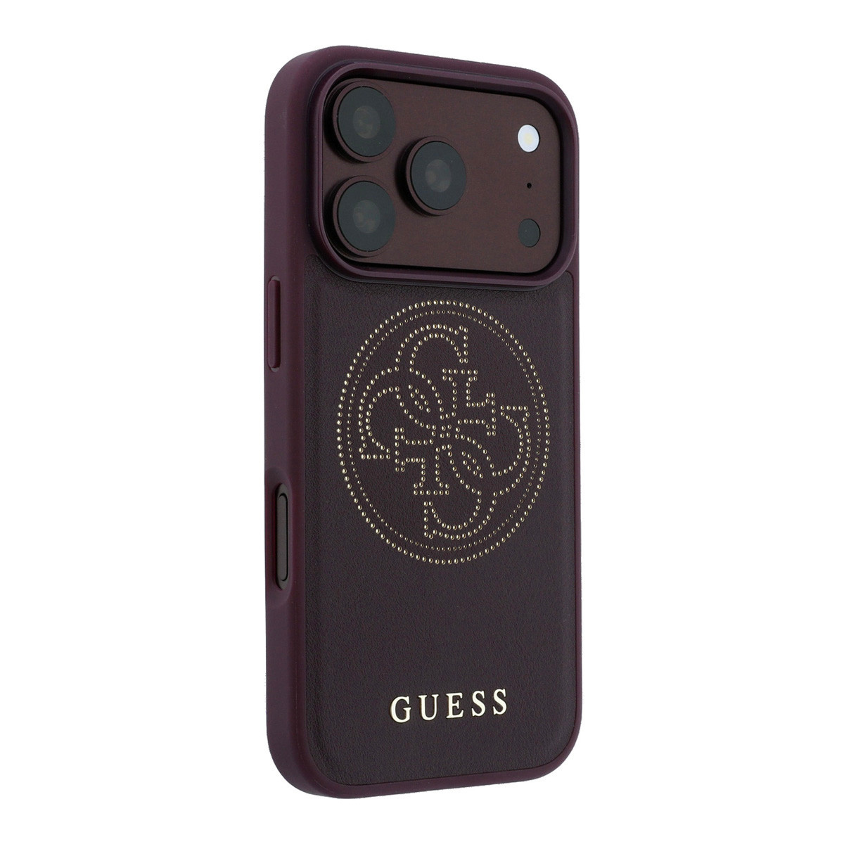 GUESS iPhone 18 Pro / iPhone 17 Pro hoesje MagSafe - PU - perforated - 4G - hard shell - gold-coloured logo Bordeauxrood - detail 6