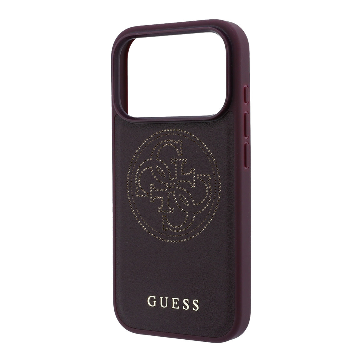 GUESS iPhone 18 Pro / iPhone 17 Pro hoesje MagSafe - PU - perforated - 4G - hard shell - gold-coloured logo Bordeauxrood - detail 3