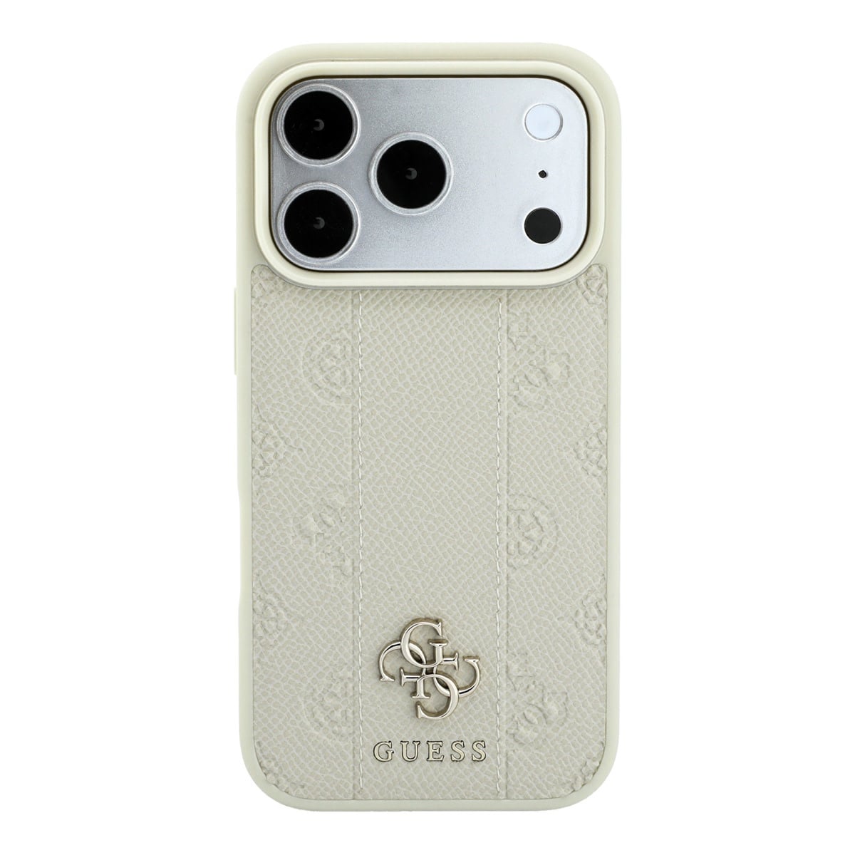 GUESS iPhone 18 Pro Case MagSafe - PU - stripe pattern - hard shell - Peony 4G logo Beige - detail 2