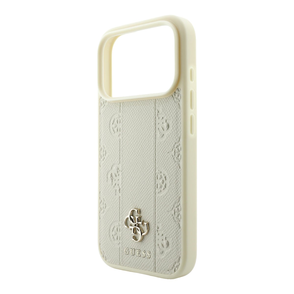 GUESS iPhone 18 Pro Case MagSafe - PU - stripe pattern - hard shell - Peony 4G logo Beige - detail 5