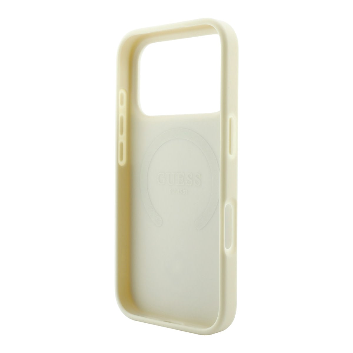 GUESS iPhone 18 Pro Case MagSafe - PU - stripe pattern - hard shell - Peony 4G logo Beige - detail 6