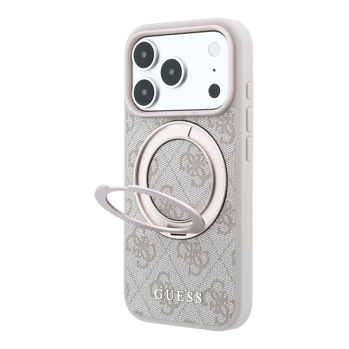 GUESS iPhone 18 Pro / iPhone 17 Pro hoesje MagSafe - 4G - PU - hard shell - ring stand - classic logo Beige - detail 7