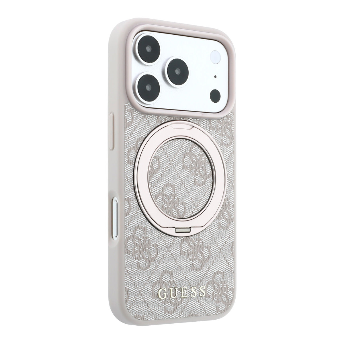 GUESS iPhone 18 Pro / iPhone 17 Pro hoesje MagSafe - 4G - PU - hard shell - ring stand - classic logo Beige - detail 5