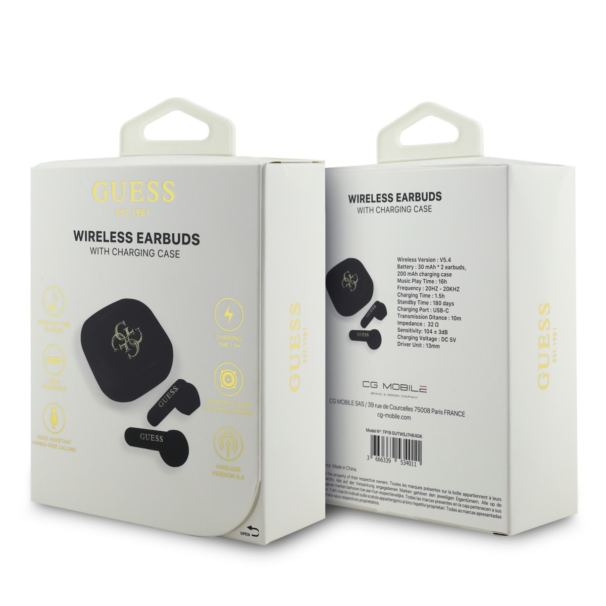 GUESS draadloze oortjes - TWS - 4G Metal Logo - Zwart - detail 5