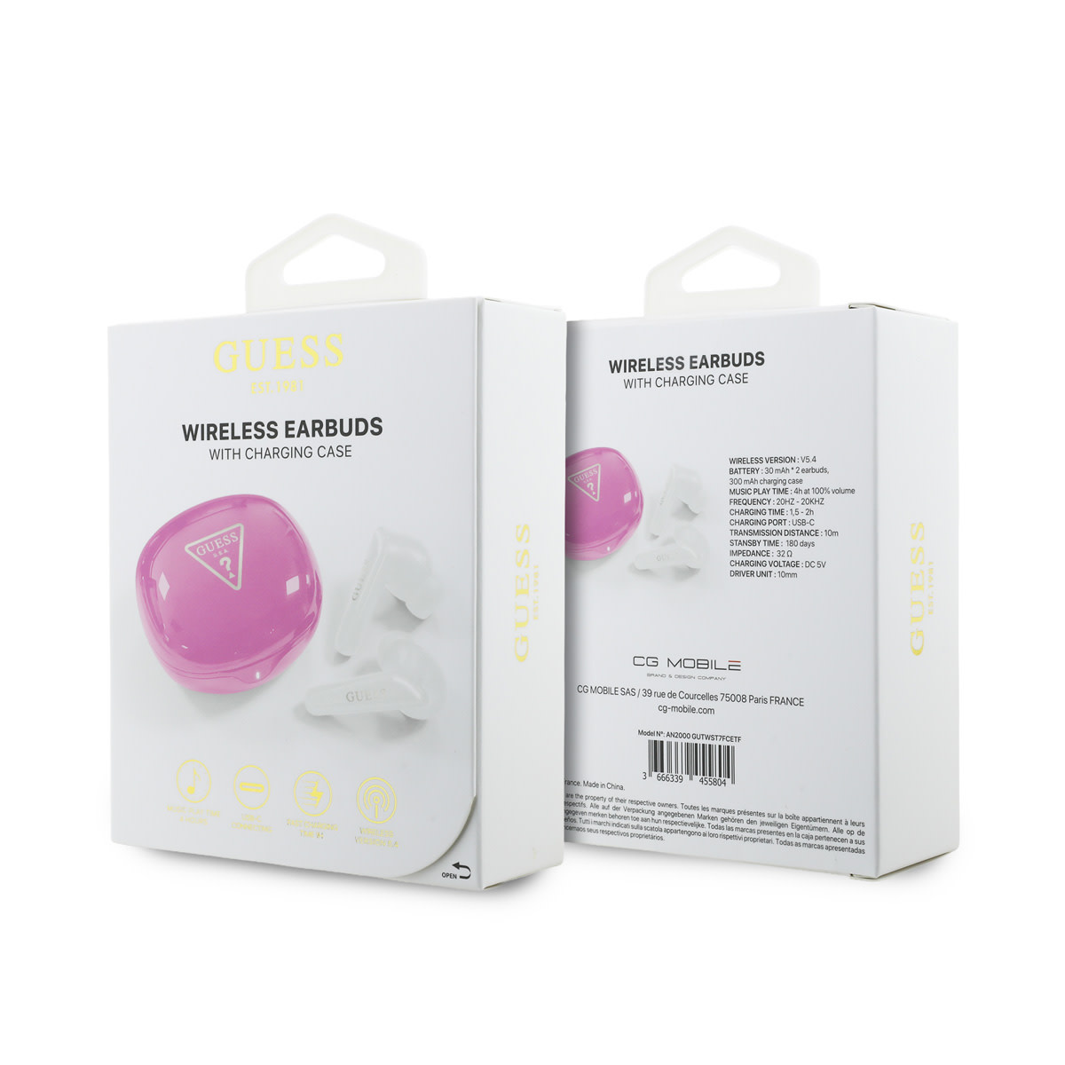 GUESS Earplugs - TWS Flat Triangle Logo Electroplated - Roze - detail 5
