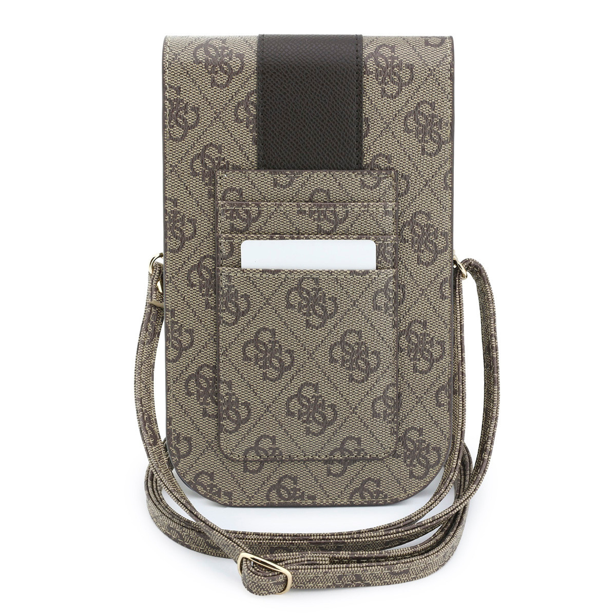 GUESS Phone pouch 4G - PU - round 4G logo - classic logo - stripe pattern - carrying strap Bruin - detail 3