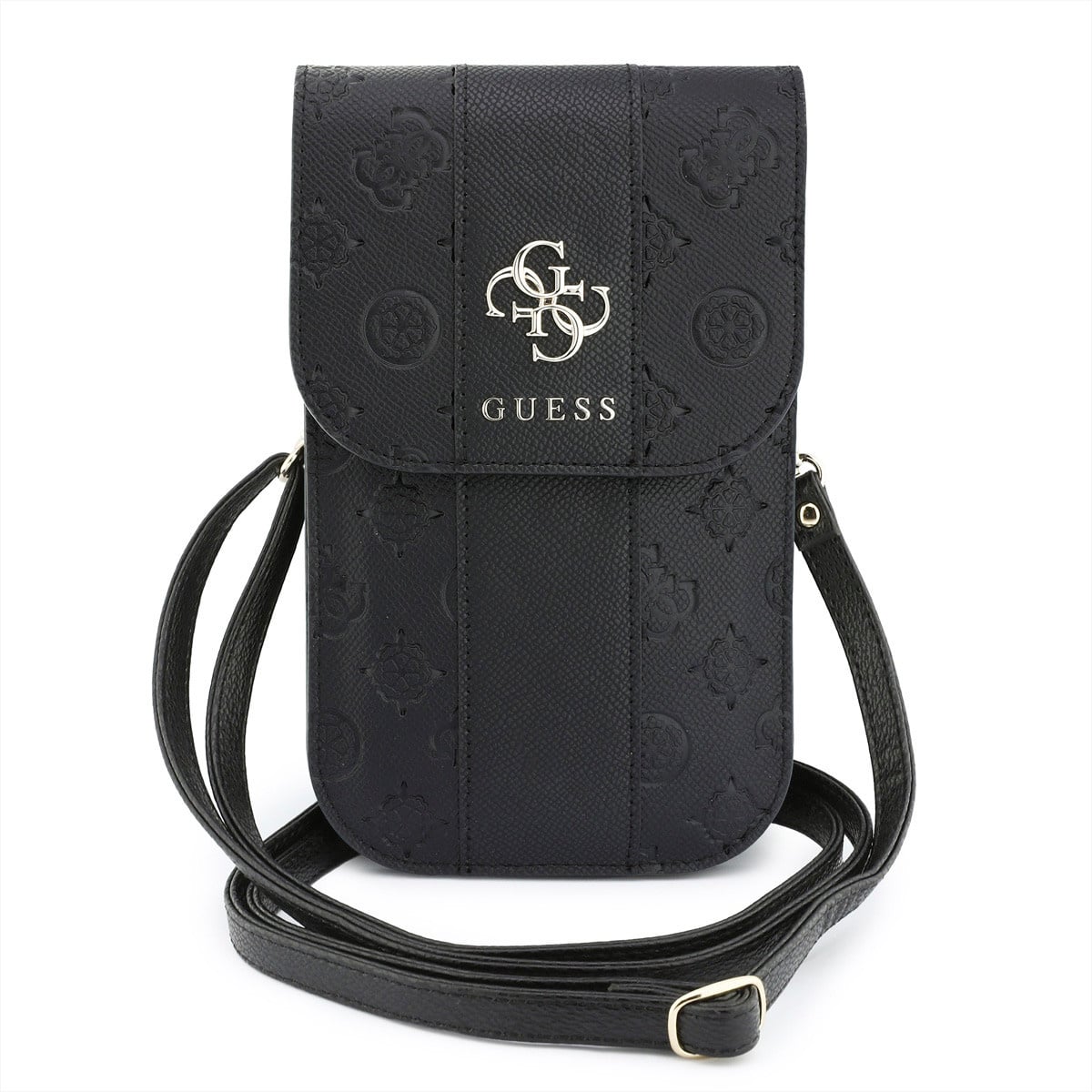 GUESS Phone pouch Peony - PU - 4G logo - classic logo - stripe pattern - carrying strap Zwart - detail 3