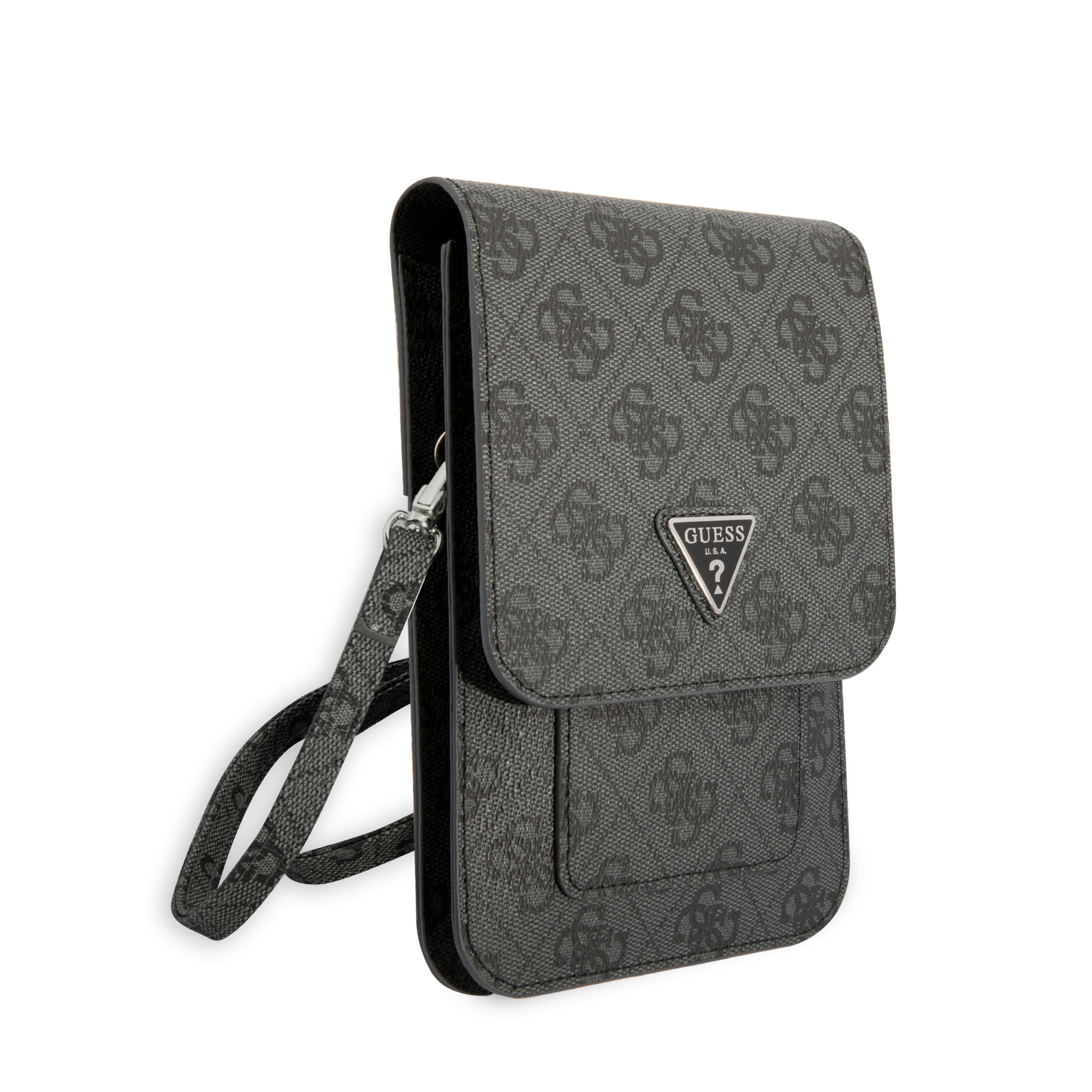 GUESS 7 inch PU telefoontas - Zwart - 4G - Triangle - detail 2
