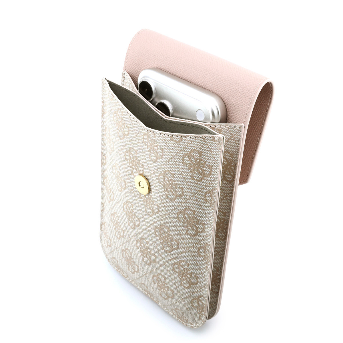 GUESS telefoontas - Phone Pouch Grained PU With4G & Classic Logos - Roze - detail 3