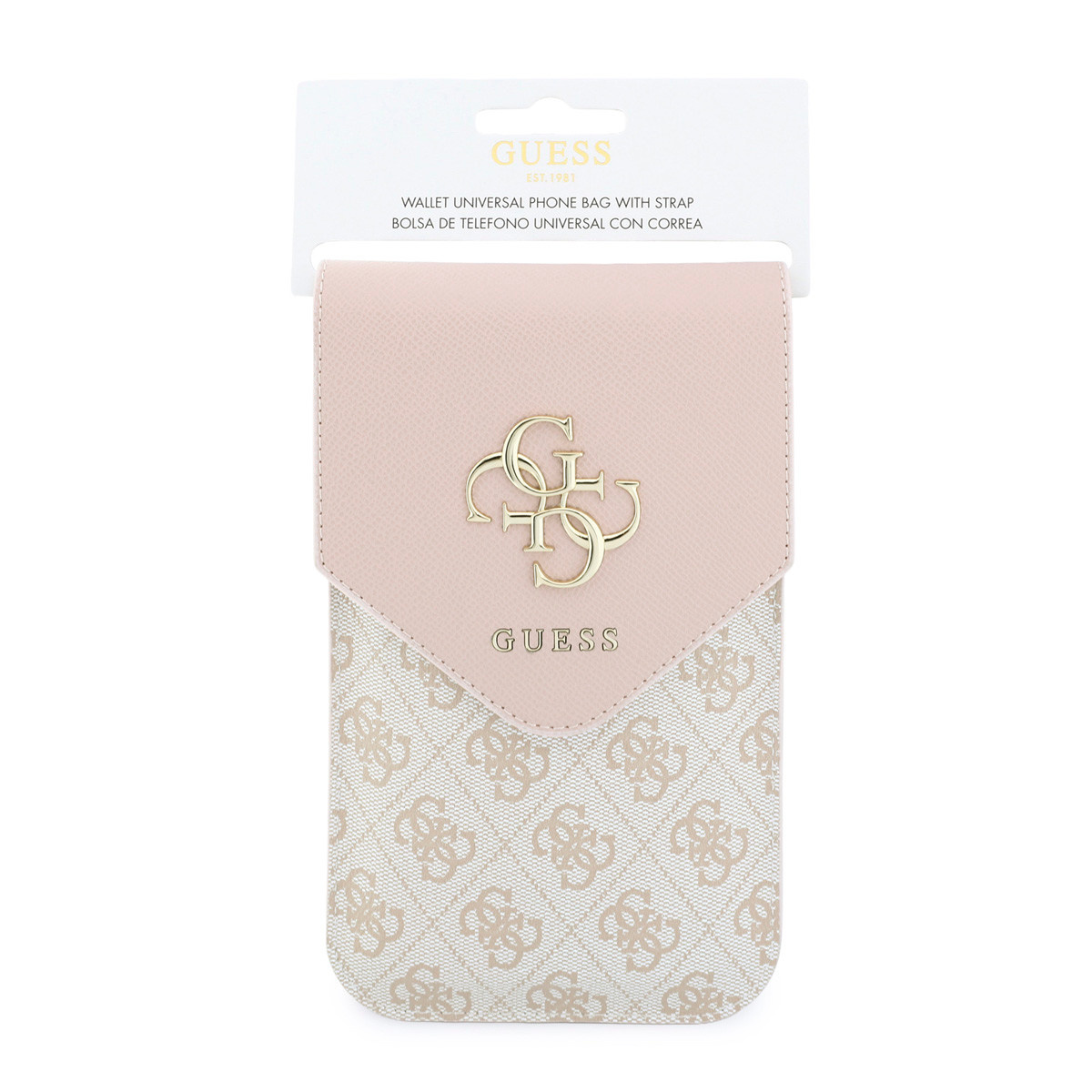 GUESS telefoontas - Phone Pouch Grained PU With4G & Classic Logos - Roze - detail 2