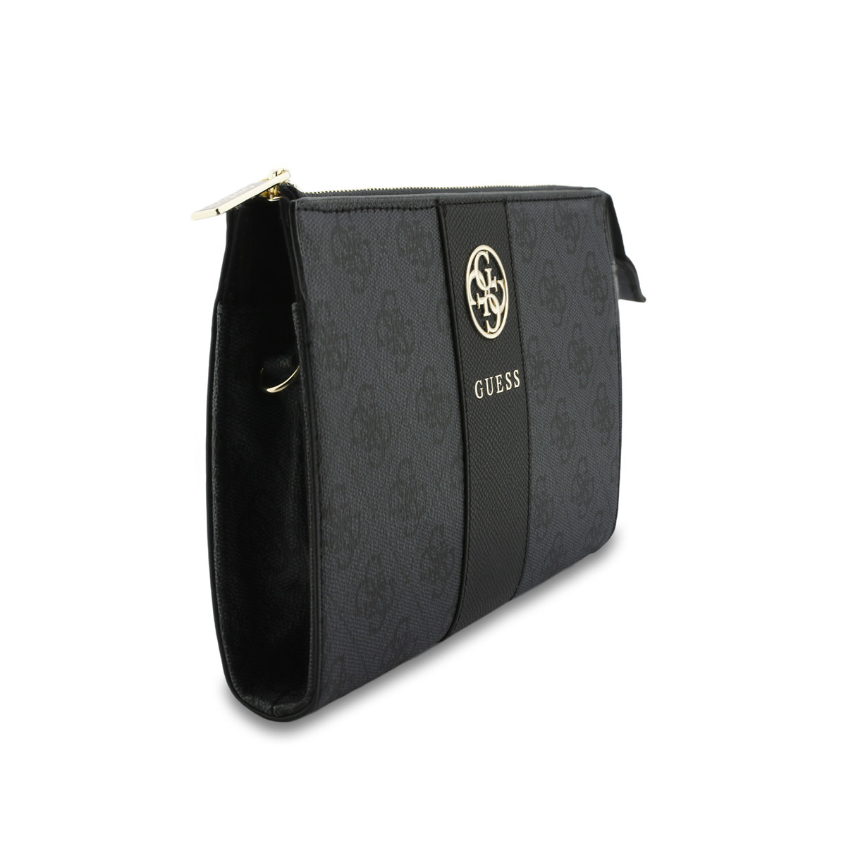 GUESS Phone pouch 4G - PU - round 4G logo - classic logo - stripe pattern Zwart - detail 2
