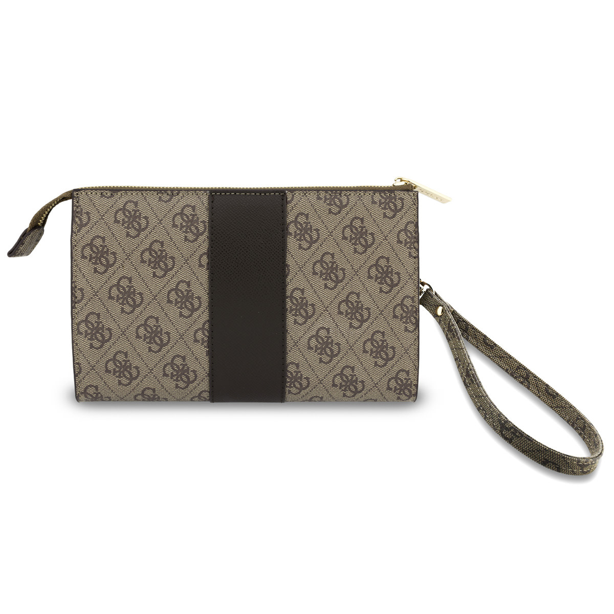 GUESS Phone pouch 4G - PU - round 4G logo - classic logo - stripe pattern Bruin - detail 2