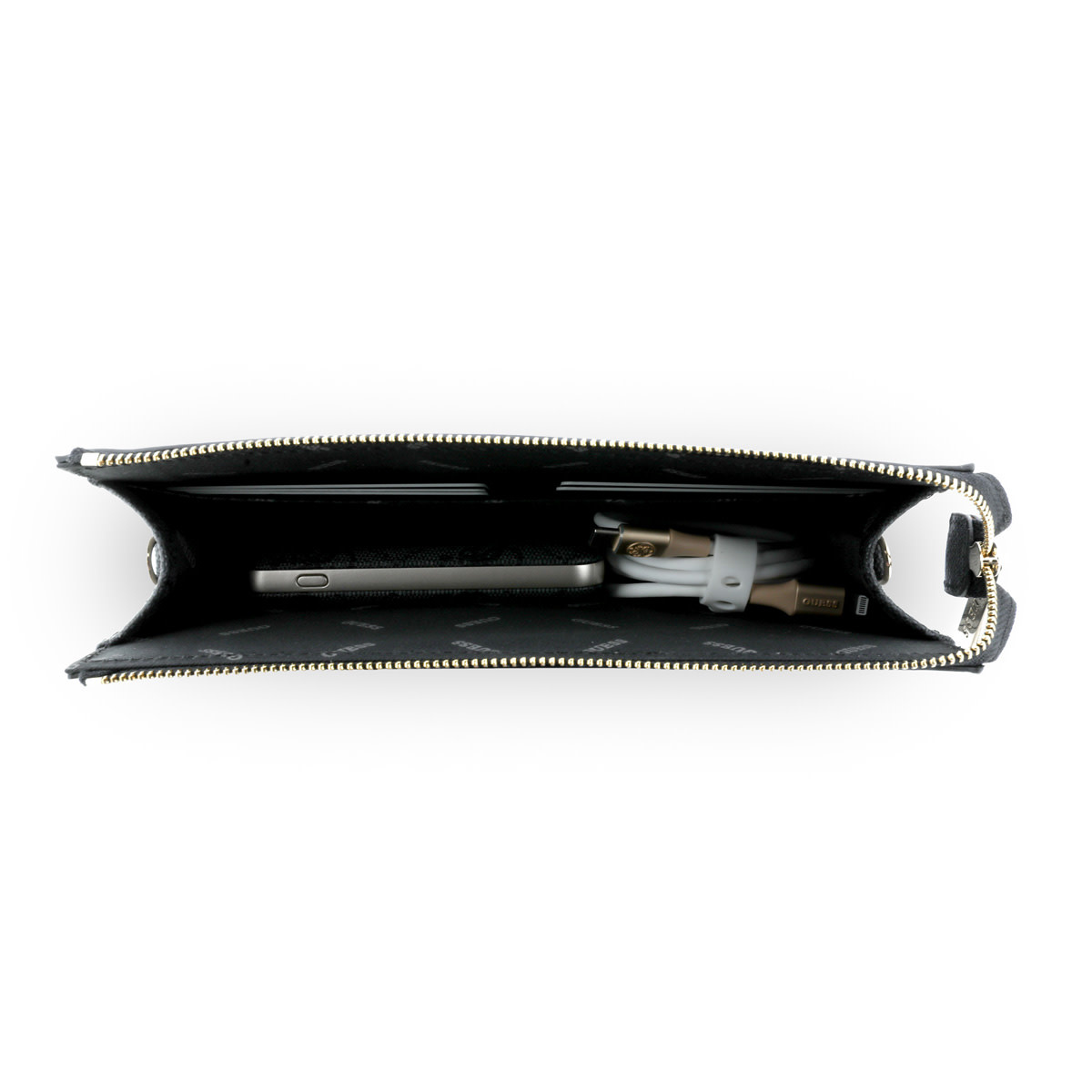 GUESS Phone pouch Peony - PU - 4G logo - classic logo - stripe pattern Zwart - detail 4