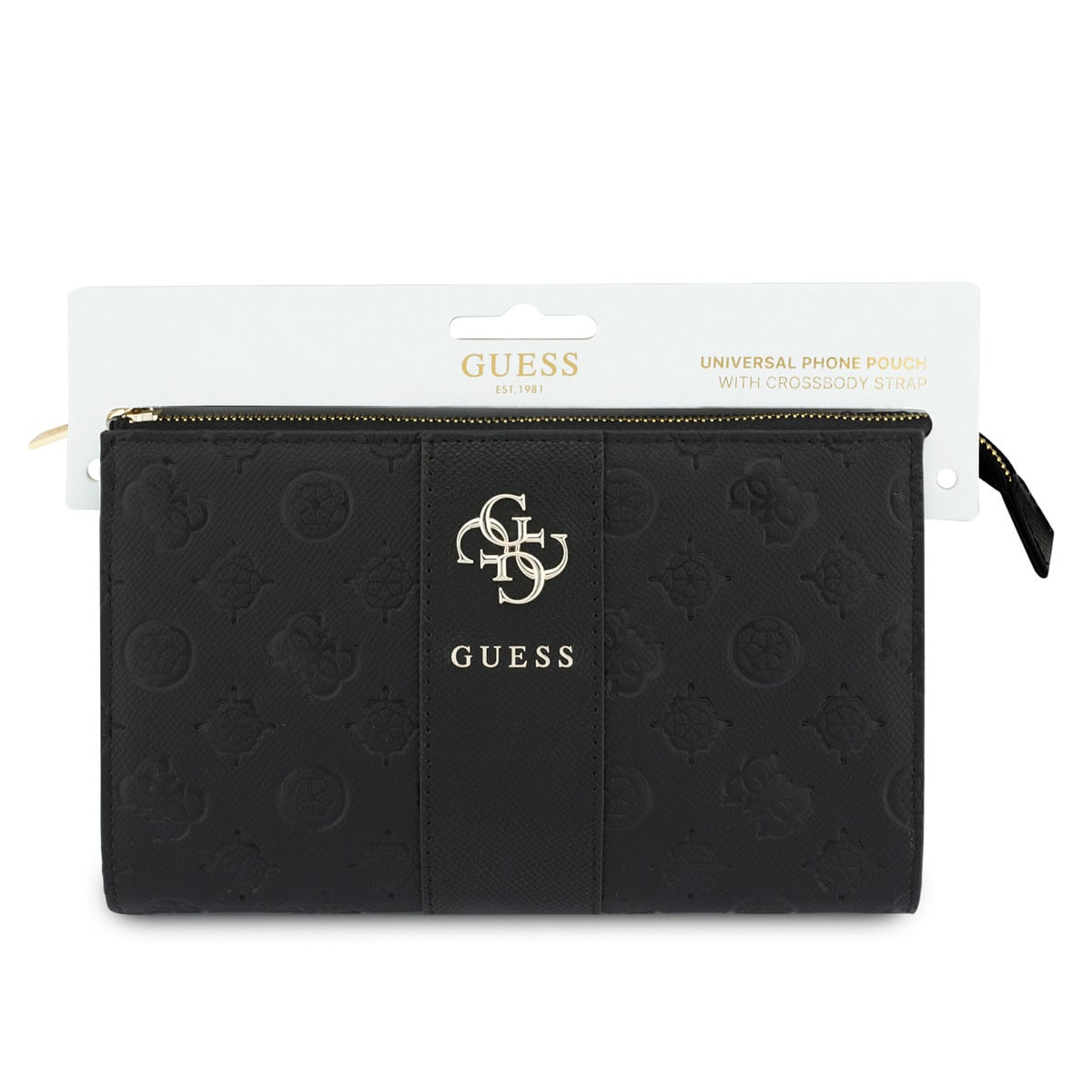 GUESS Phone pouch Peony - PU - 4G logo - classic logo - stripe pattern Zwart - detail 2