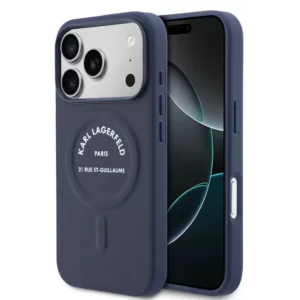 Karl Lagerfeld iPhone 17 Pro Max hoesje - MagSafe - Karl RSG Logo - Donkerblauw - productfoto