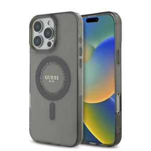 GUESS iPhone 16 Pro hoesje Magsafe IML Rhinestones - Zwart - productfoto