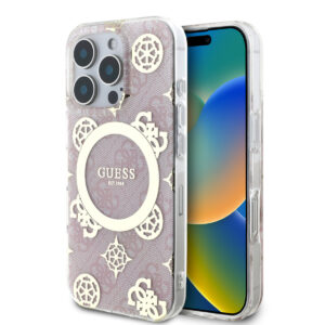 GUESS iPhone 16 Pro hoesje - Magsafe IML - 4G Peony - Roze - productfoto