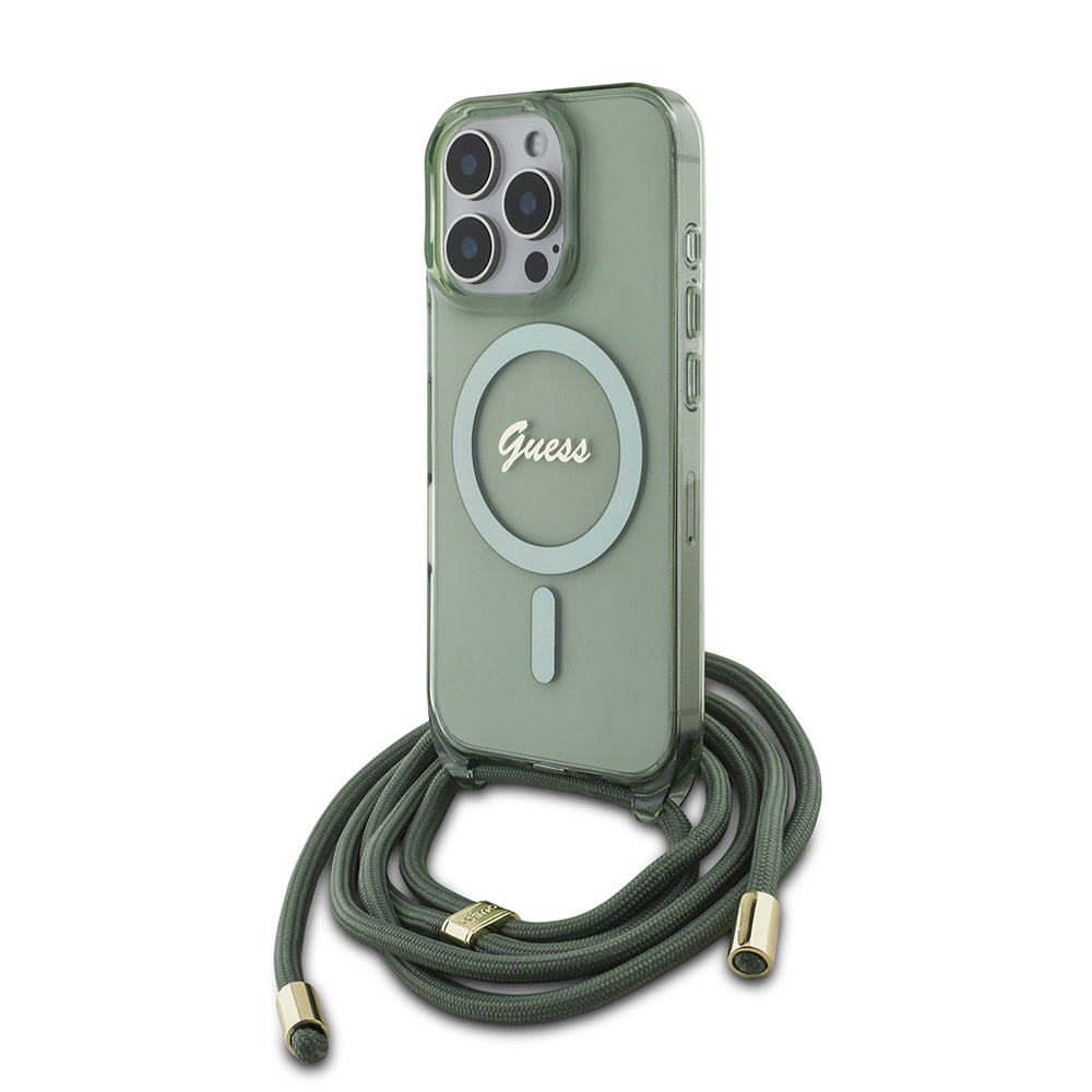 GUESS iPhone 16 Pro hoesje Magsafe IML crossbody cord - Groen - productfoto