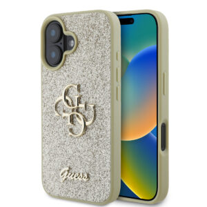 GUESS iPhone 16 hoesje - Big 4G - Fixed Glitter - Goud - productfoto