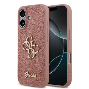 GUESS iPhone 17 hoesje - Big 4G - Fixed Glitter - Roze - productfoto