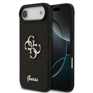 GUESS iPhone 17 Air hoesje - Big 4G - Fixed Glitter - Zwart - productfoto