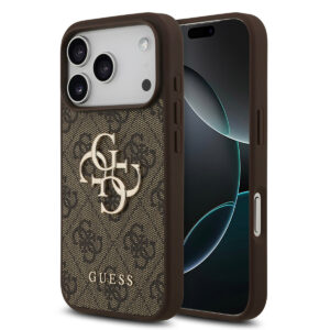 GUESS iPhone 17 Pro hoesje - 4G - Big Metal Logo - Bruin - productfoto